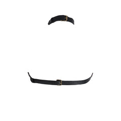 Harnais de bondage en cuir à chaîne dorée