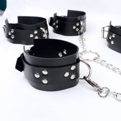 Cross Chain Buckle Collar and Cuffs Bondage