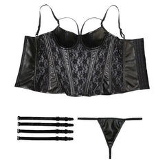 Leather Sexy Lace Corset with Garter