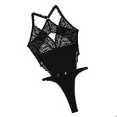 Body transparent sexy avec coutures en dentelle