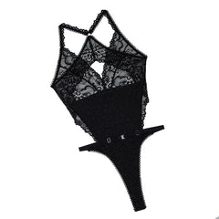 Body transparent sexy avec coutures en dentelle