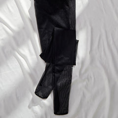 Body sexy sans entrejambe en maille transparente avec bas