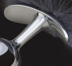 Plug anal queue de fourrure de renard noir argenté