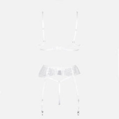 Ensemble de lingerie en maille croisée avec jarretière