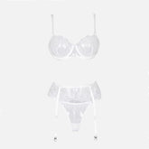 Mesh Cross Lingerie Set with Garter