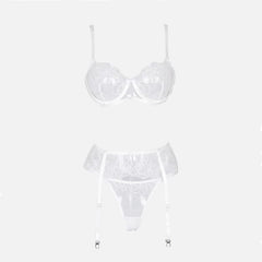 Ensemble de lingerie en maille croisée avec jarretière