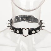 Punk Style Rivet Heart Ring Leather Collar