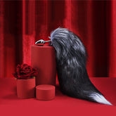 Silver Black Fox Fur Tail Anal Plug