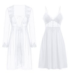 Ensemble de nuit en soie et dentelle transparente