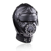 Premium Vegan Leather Bondage Head Hood Mask with Mouth Cover
