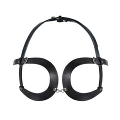 Open Cup Buckled Leather Bra