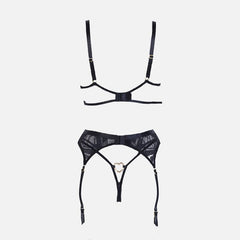 Conjunto de lencería sexy con estampado de corazones