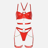 Ensemble de lingerie en cuir avec ceinture et dos nu