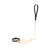 Collier en cuir de laisse de chaîne dorée