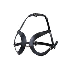 Open Cup Buckled Leather Bra