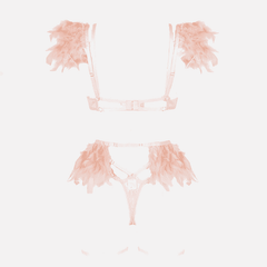 Ensemble de lingerie en plumes de dentelle avec jarretière