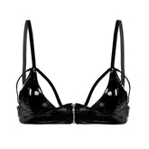High Gloss Sexy Lingerie Strap Zipper Bra
