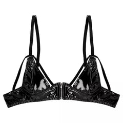 Soutien-gorge zippé à bretelles et lingerie sexy haute brillance