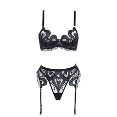 Conjunto de lencería sexy con estampado de corazones