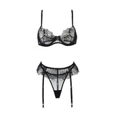 Ensemble de lingerie en maille croisée avec jarretière