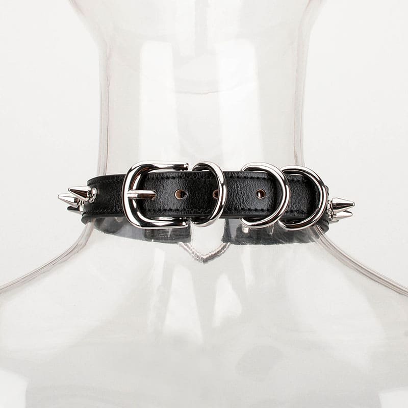 Punk Style Rivet Heart Ring Leather Collar