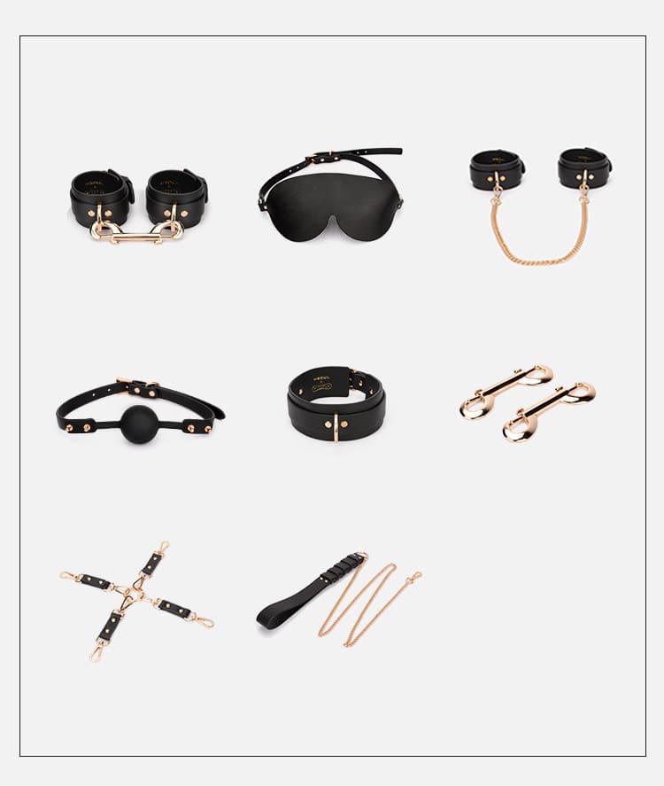 Kit de maleta BDSM de cuero genuino de lujo