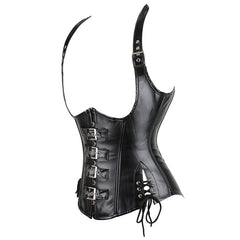 Leather Halter Neck Open-cup Shapewear
