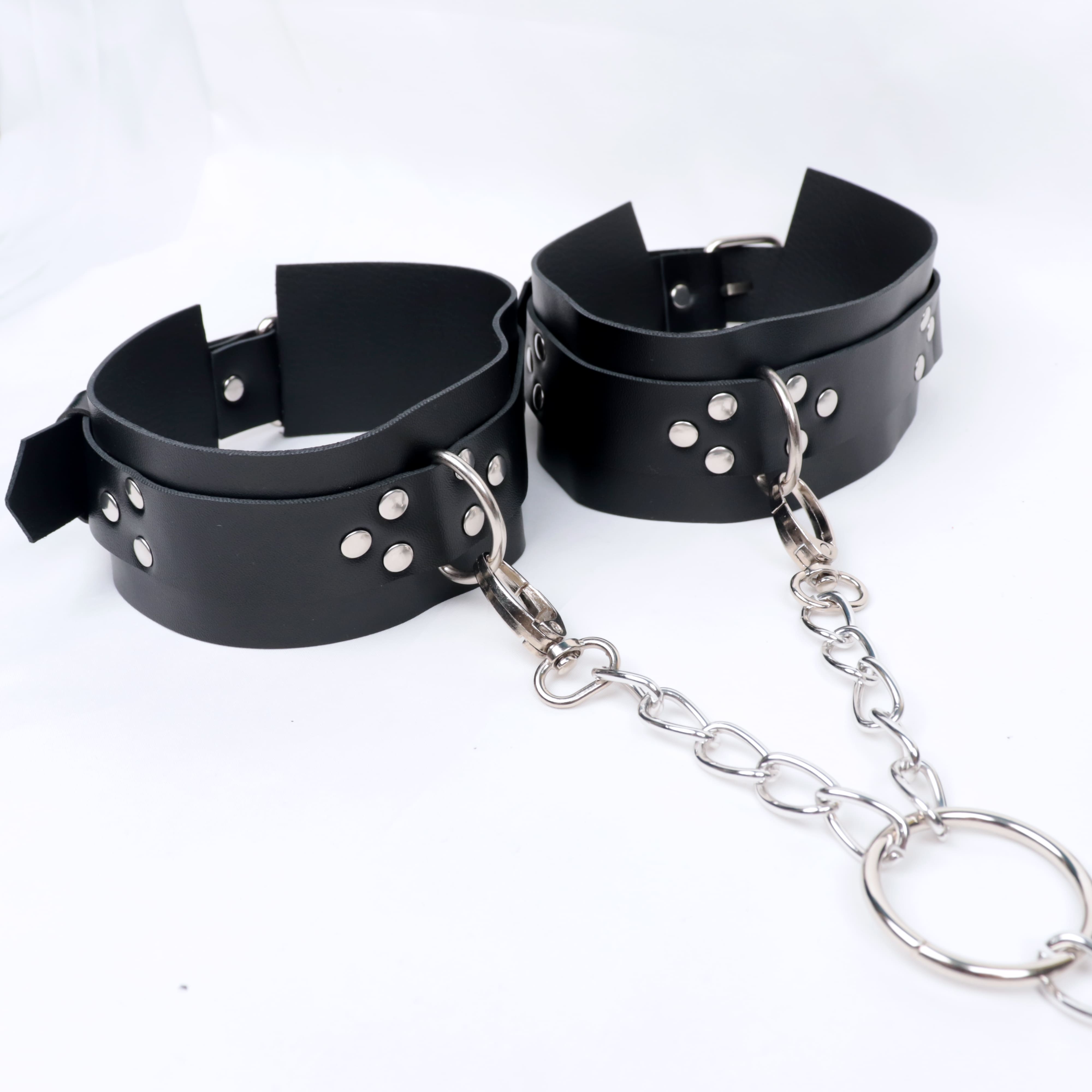 Cross Chain Buckle Collar and Cuffs Bondage