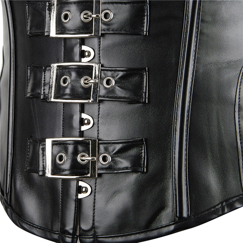 Leather Halter Neck Open-cup Shapewear