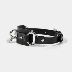 Leather Collar with Heart-Shaped Lock and Rivet