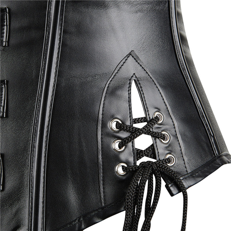 Leather Halter Neck Open-cup Shapewear