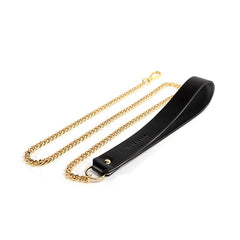 Golden Chain Leash Leather Collar