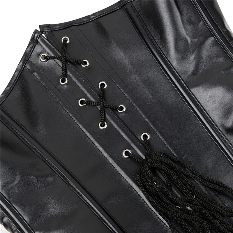 Leather Halter Neck Open-cup Shapewear