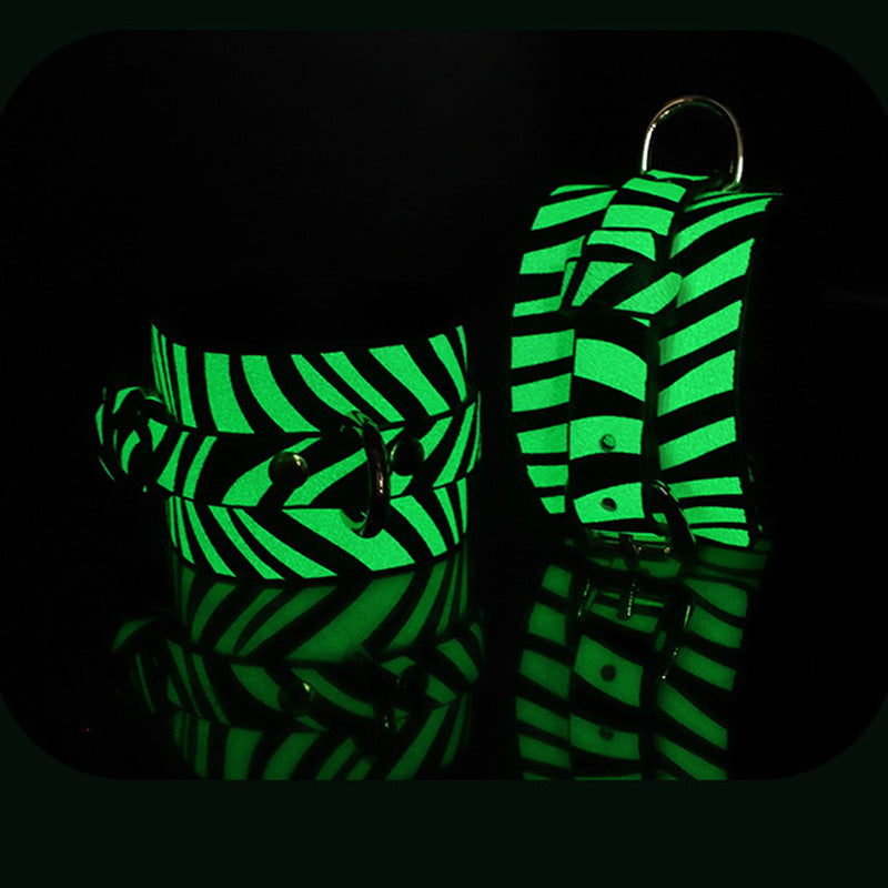 Glow-in-dark Zebra Print Bondage Set