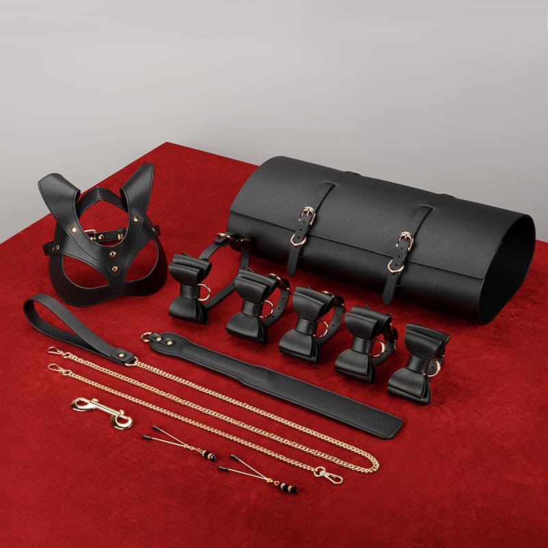 Kit de paquete de rollos de bondage de cuero con lazo