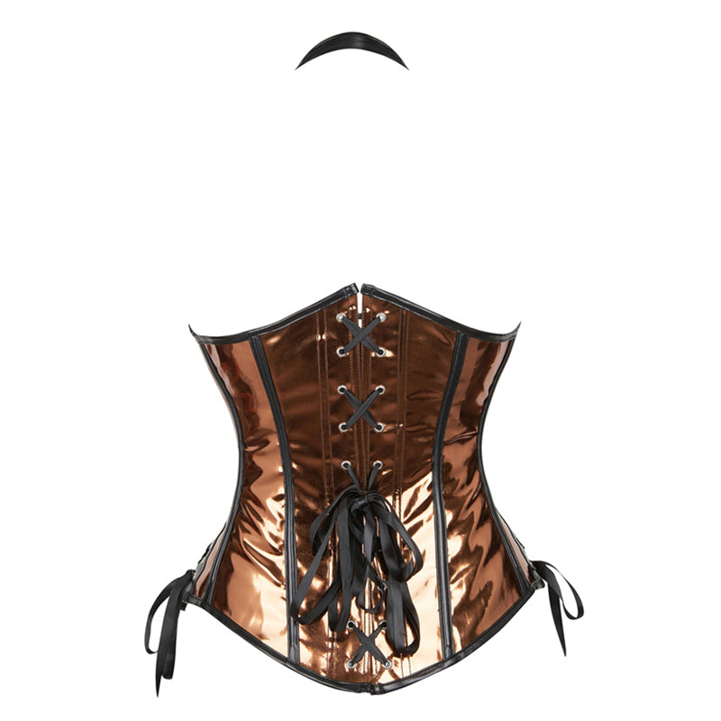 Leather Halter Neck Open-cup Shapewear