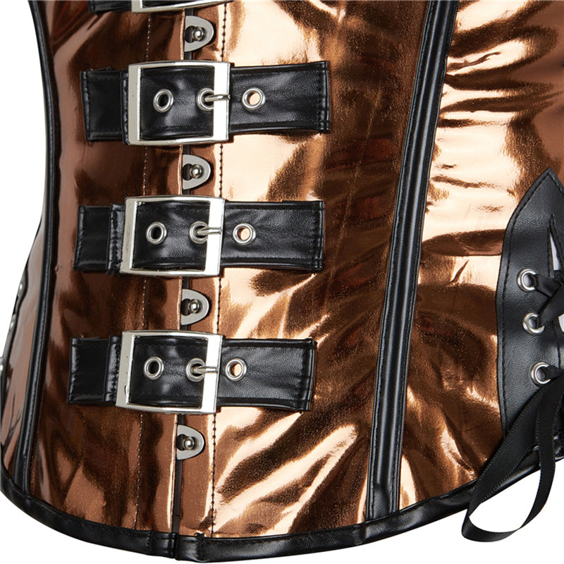 Leather Halter Neck Open-cup Shapewear