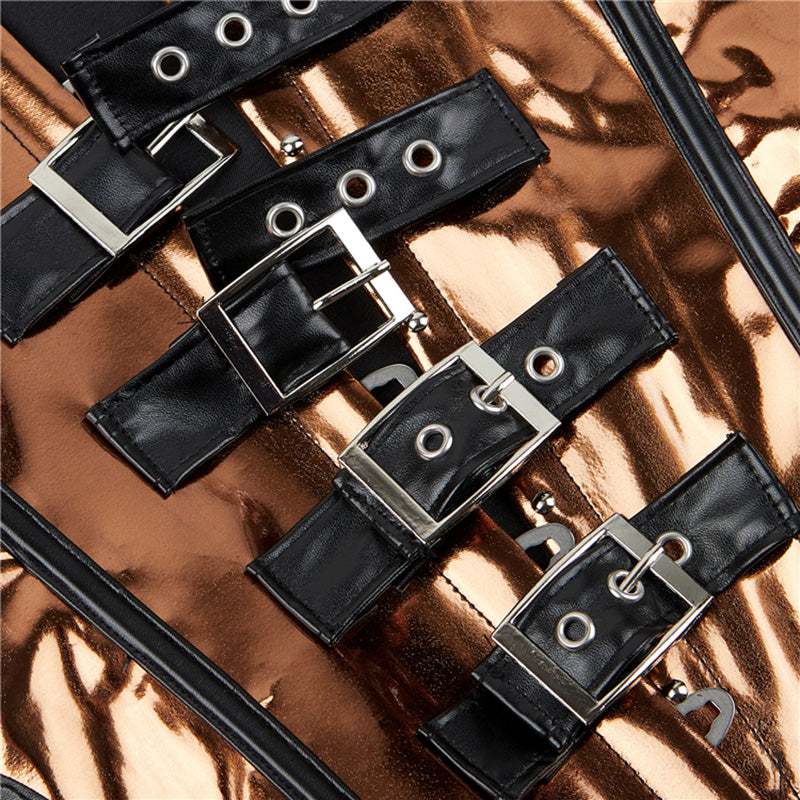 Leather Halter Neck Open-cup Shapewear