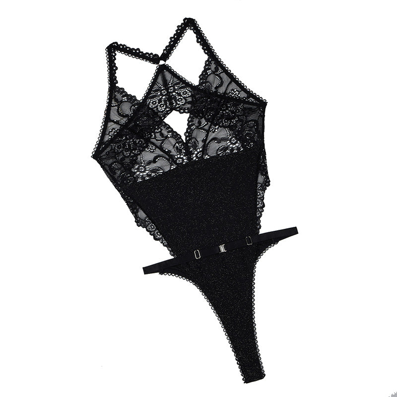 Sexy Lace Stitching See-through Bodysuit