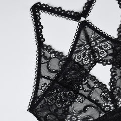 Sexy Lace Stitching See-through Bodysuit