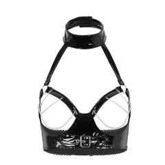 Top sexy con cadena halter de alto brillo