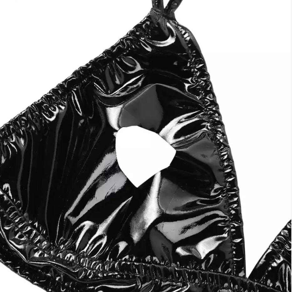 Sujetador halter sexy de alto brillo 