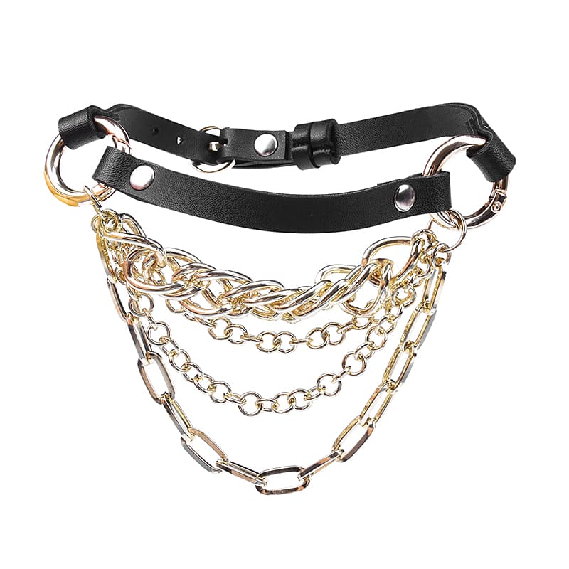 Collar De Cuero De Cadena