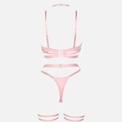 Belted Halter Leather Lingerie Set