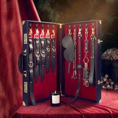 Kit de maleta BDSM de cuero genuino de lujo