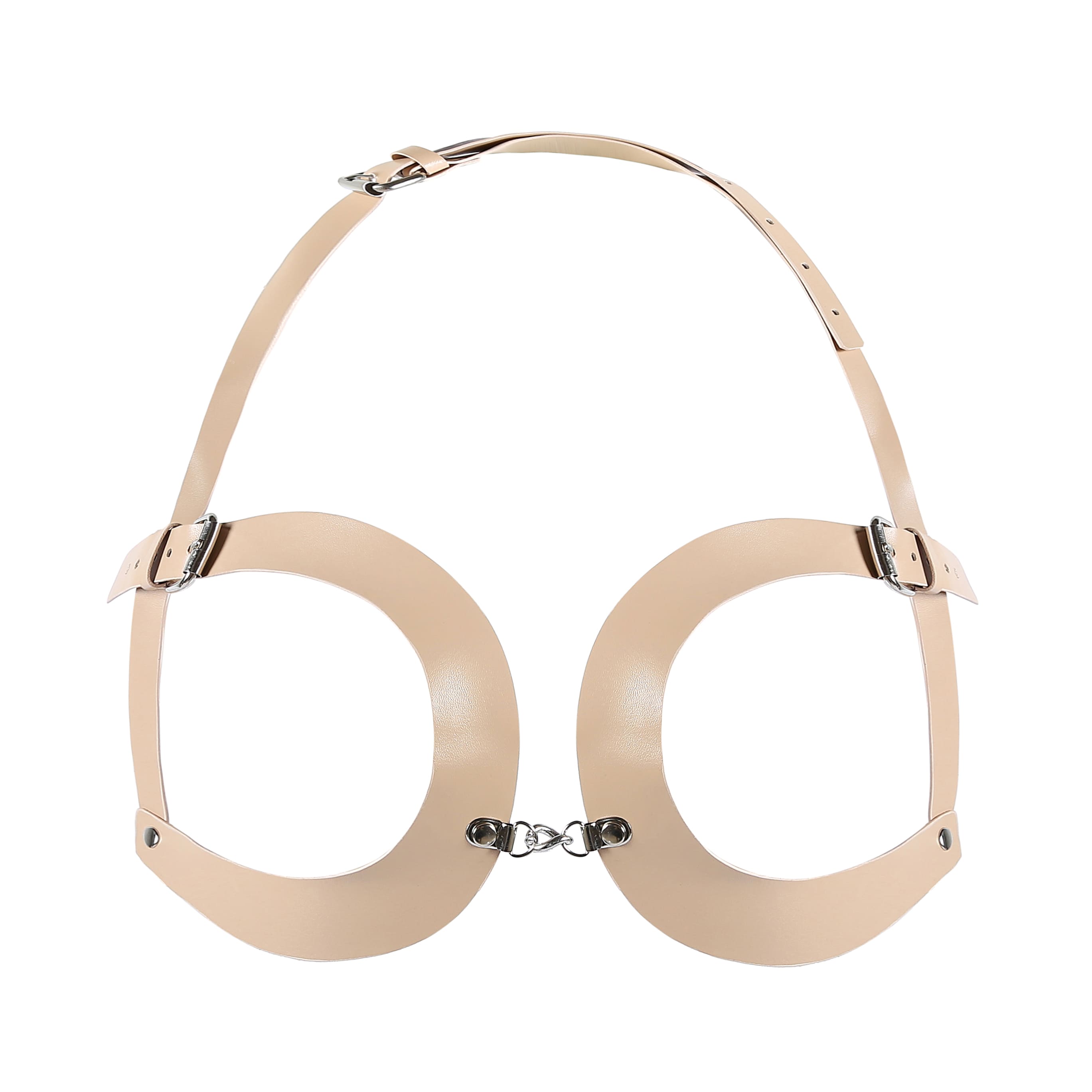 Open Cup Buckled Leather Bra