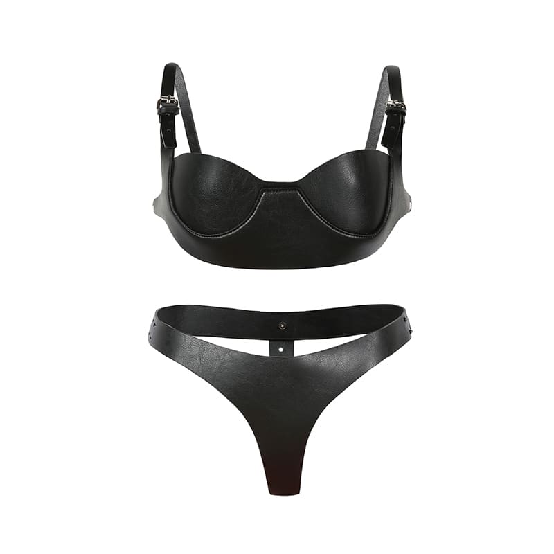 Conjunto de lencería bondage de cuero