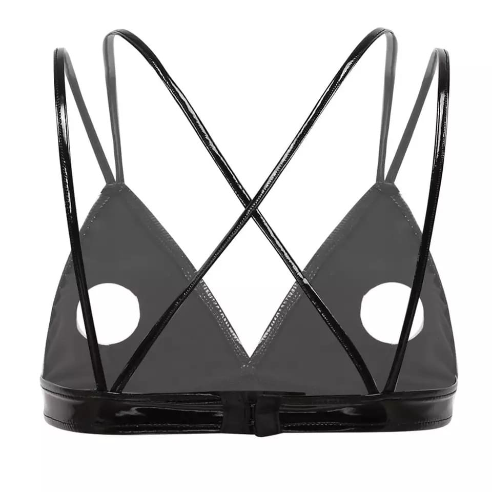 Sujetador halter sexy de alto brillo 