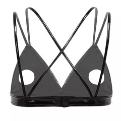 Sujetador halter sexy de alto brillo 