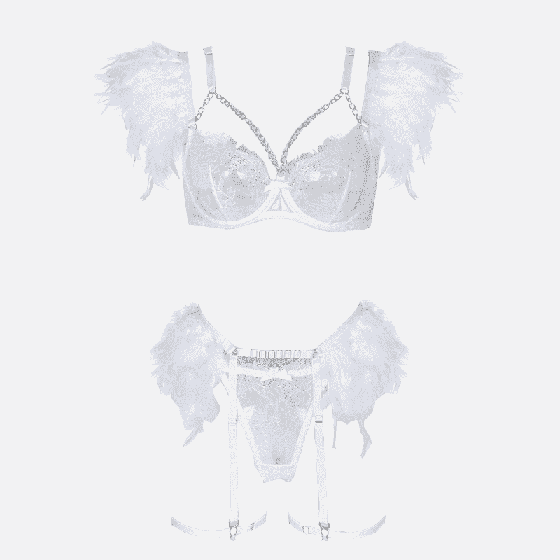 Ensemble de lingerie en plumes de dentelle avec jarretière